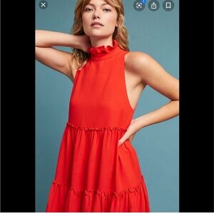Anthropologie ruffle turtle neck swing dress NWT